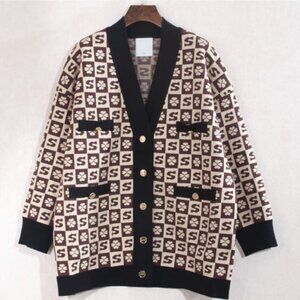 SANDRO Glorious Monogram Knit Cardigan